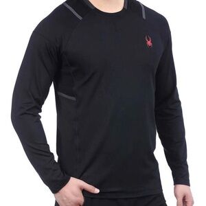 Spyder Black Long-Sleeve Performance Tee with Red Logo